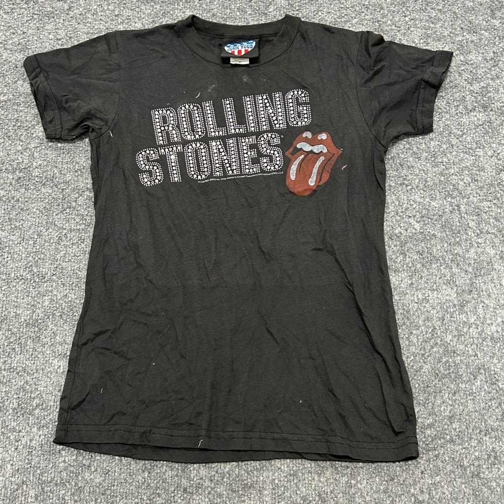 Junk Food T-Shirt Womens Size M Black Rolling Stones Graphic Band Tee USA Made